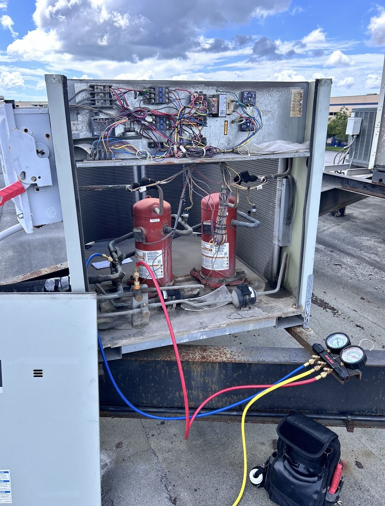 Commercial rooftop HVAC unit repaired by ASAP Heating and Air-Conditioning technicians in Hickman County, Tennessee.